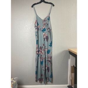 Rayasun Women's Size M Blue One-Piece Jumpsuit Floral Overall Sleeveless